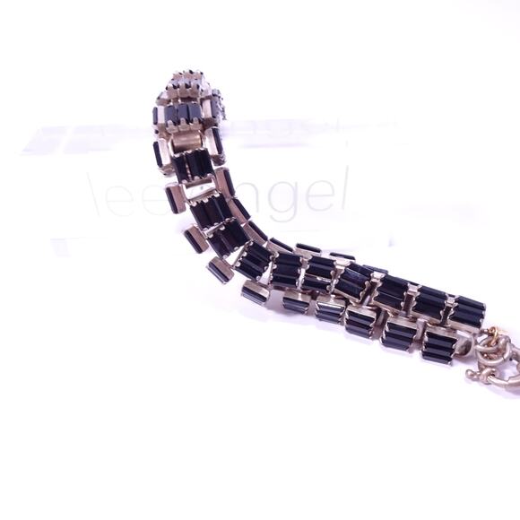 Neiman Marcus Lee Angel Women's Onyx Black Crystal Box Link Bracelet NWT 250 - Picture 6 of 16